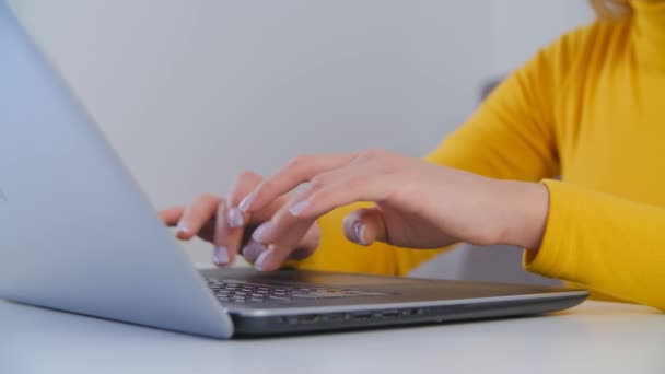 Freiberuflerin Tippt Auf Der Tastatur Professionelle Freiberufliche Schriftstellerin Die Während — Stockvideo