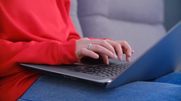 Femme Pigiste Travaillant Sur Ordinateur Portable Alors Elle Était Assise — Video