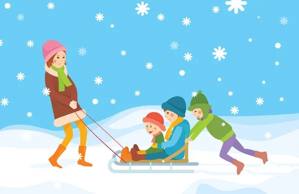儿童雪橇 — 图库矢量图片
