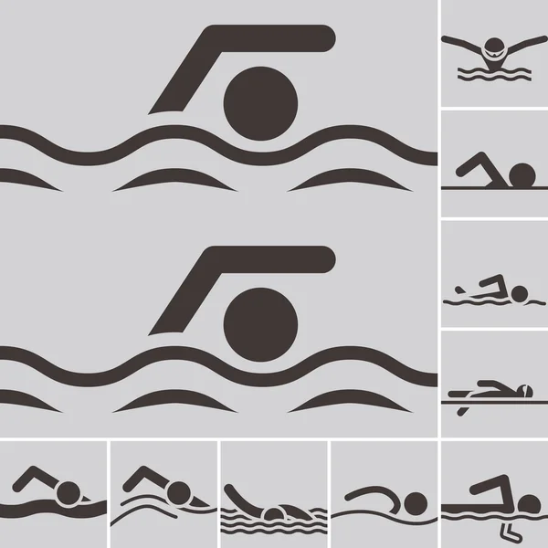 Icônes de natation — Image vectorielle