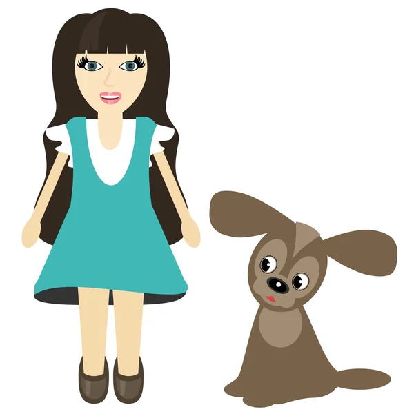 Nice girl with dog — Stock Vector