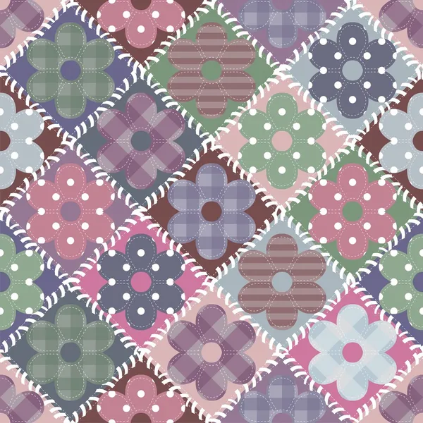 Fond patchwork avec des fleurs — Image vectorielle