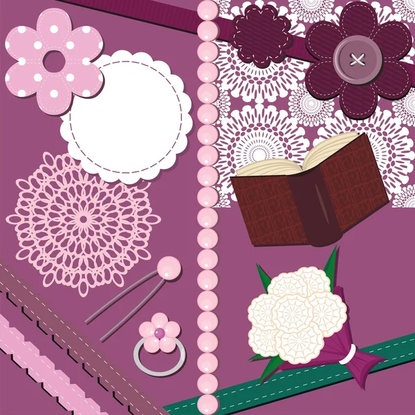 Conjunto com diferentes objetos scrapbook —  Vetores de Stock