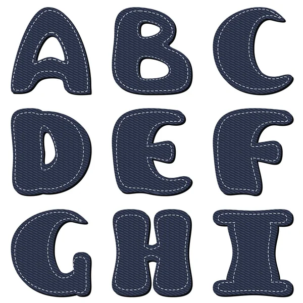 デニム スクラップ ブック アルファベット パート 1 — ストックベクタ