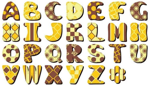 Olika textil scrapbook alfabetet på vit bakgrund — Stock vektor