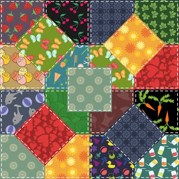 Patchwork background with different patterns — Stock Vector