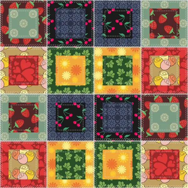 Patchwork fond avec différents modèles — Image vectorielle