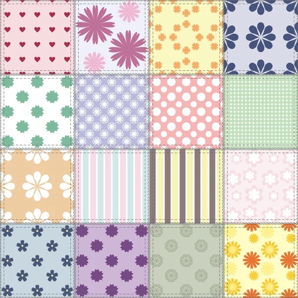 Fondo patchwork con diferentes patrones — Vector de stock