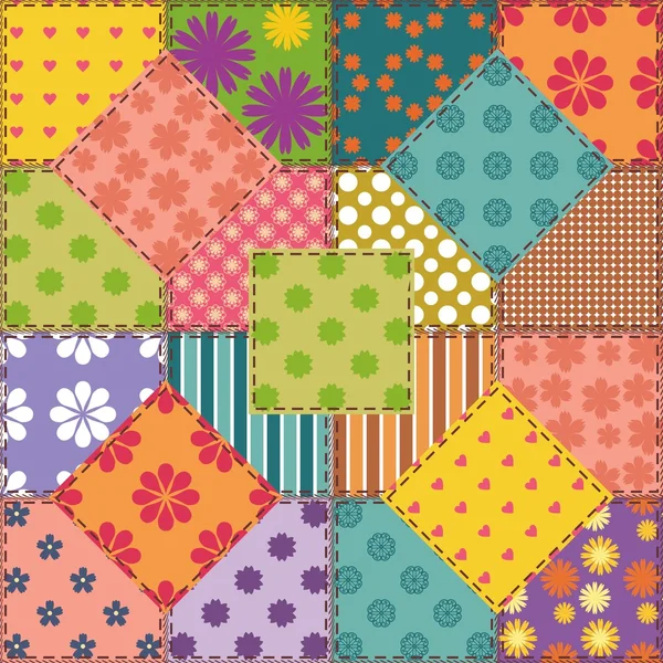 Sfondo patchwork con diversi modelli — Vettoriale Stock