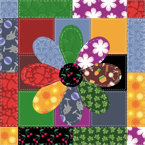 Patchwork achtergrond met verschillende patronen — Stockvector