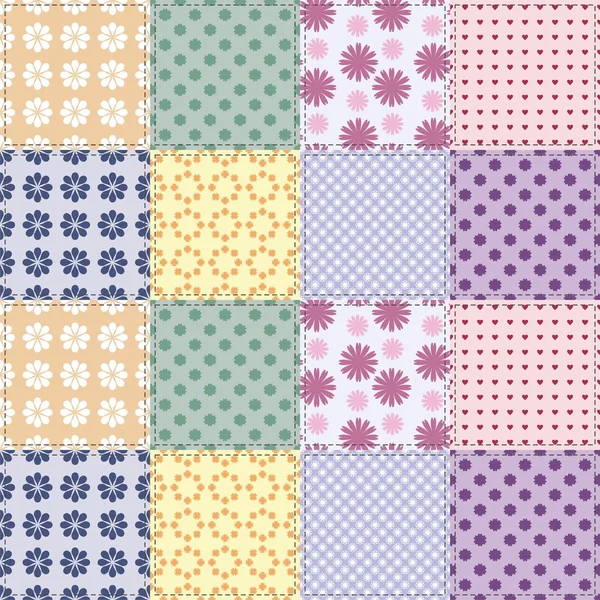 Fundo patchwork com padrões diferentes — Vetor de Stock