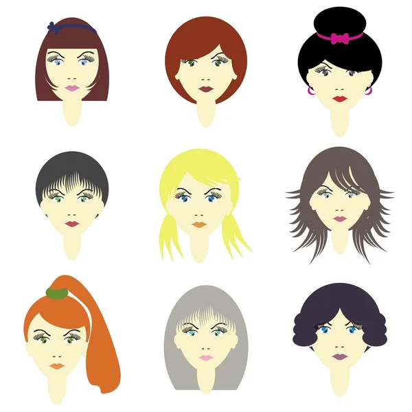 Meninas com penteados diferentes — Vetor de Stock