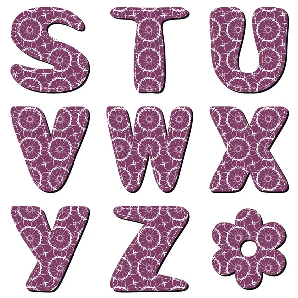 Sammelalbum Spitze Alphabet Buchstaben Teil 3 — Stockvektor