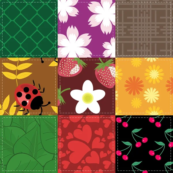 Fondo patchwork con diferentes patrones — Vector de stock