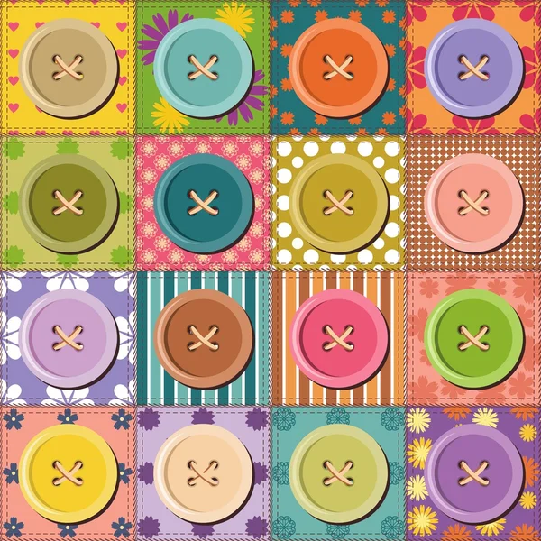 Patchwork pattern with buttons — Stock Vector