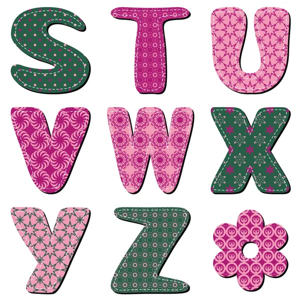 Patchwork scrapbook alphabet part 3 — Stockvector