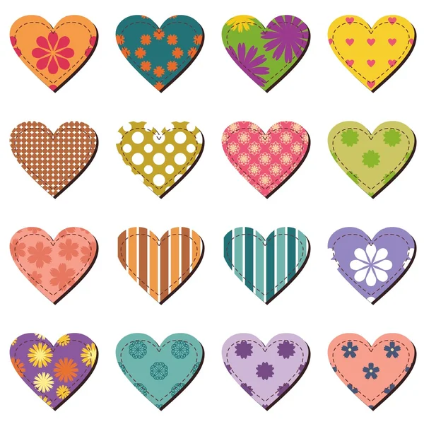 Scrapbook hearts on white background — Stock Vector