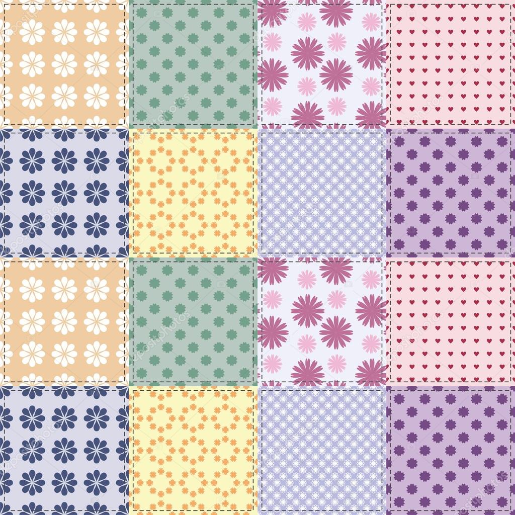 Patchwork background with different patterns