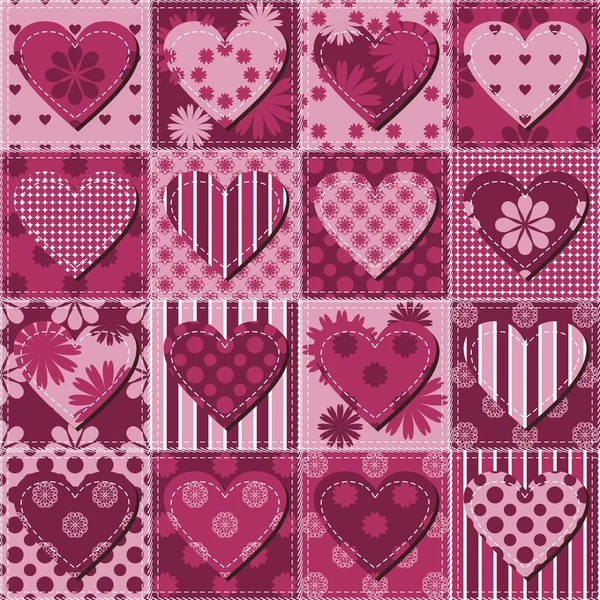 Patchwork fond avec différents modèles — Image vectorielle