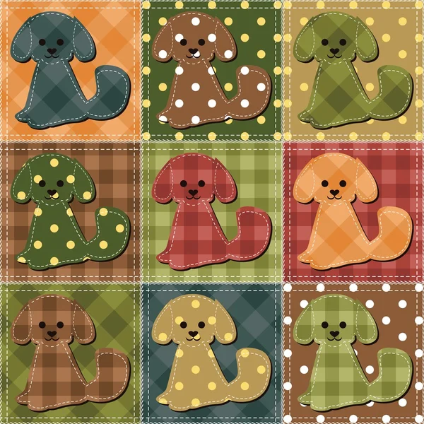 Patchwork background with dogs — Stock Vector