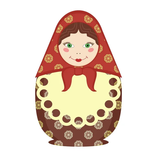 Matryoshka doll traditional russian souvenir on white — Stock Vector