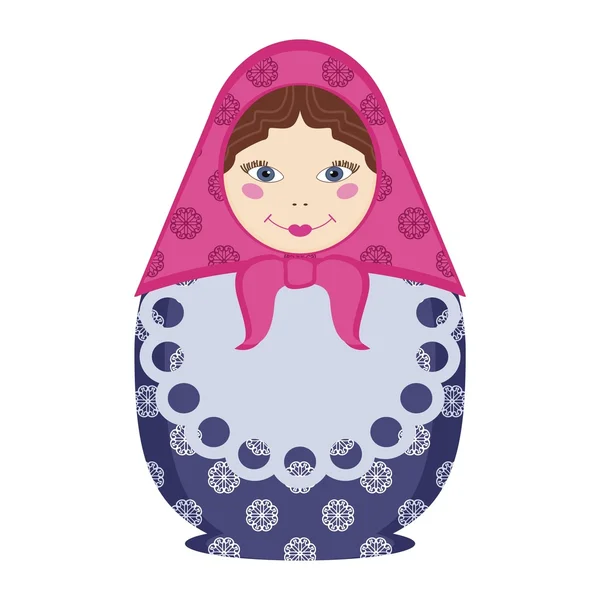 Matryoshka doll traditional russian souvenir on white — Stock Vector