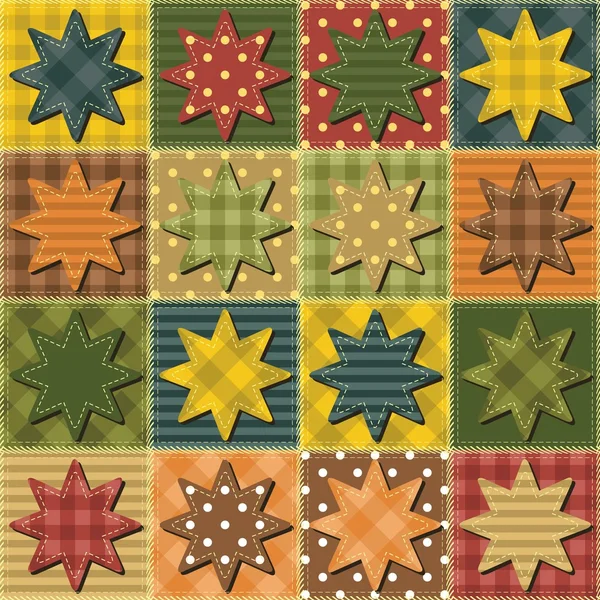 Patchwork fundo com estrelas — Vetor de Stock