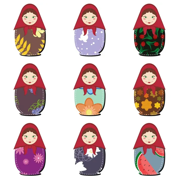 Matryoshka dolls scrapbook on white — Stock Vector