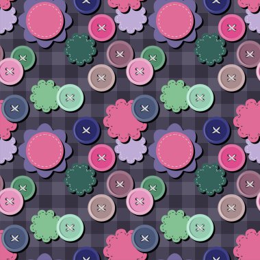 karalama defteri nesneleri ve düğmeleri ile sorunsuz arka plan