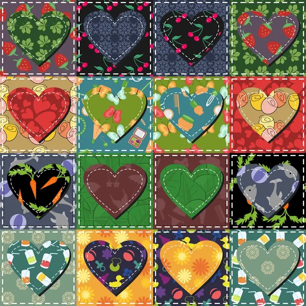 Patchwork-Hintergrund mit unterschiedlichen Mustern — Stockvektor