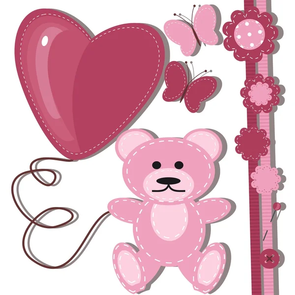 Wenskaart voor baby met teddy bear — Stockvector