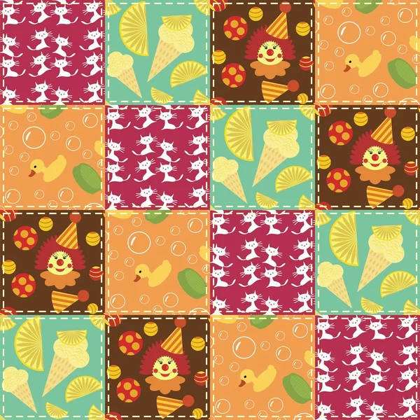 Patchwork-Hintergrund mit unterschiedlichen Mustern — Stockvektor