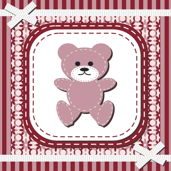 Frame with lace and teddy bear — Stock Vector