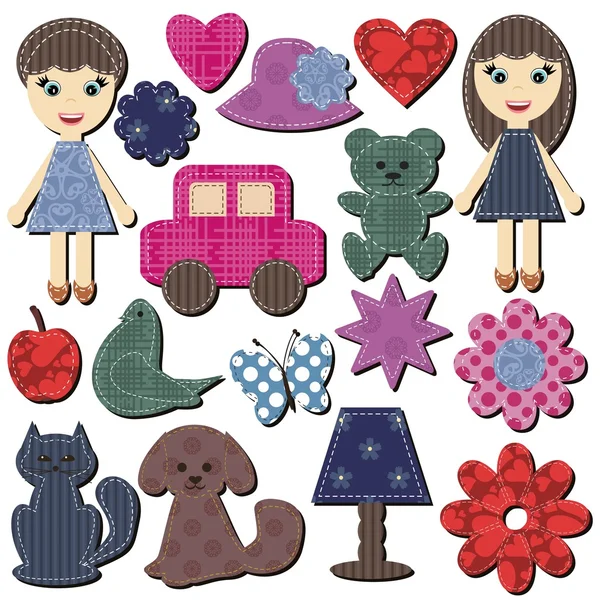 Scrapbook set with children objects — Stock Vector