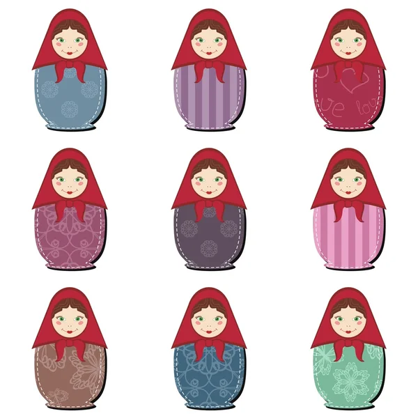 Matryoshka dolls scrapbook on white — Stock Vector