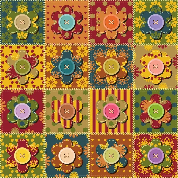 Patchwork Hintergrund mit Blumen — Stockvektor