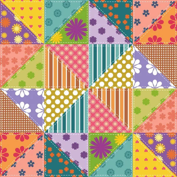 Patchwork background with different patterns — Stock Vector