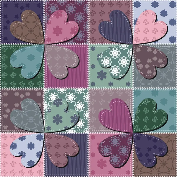 Patchwork sfondo con fiori — Vettoriale Stock