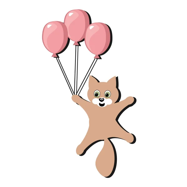 Mooie kat met ballonnen — Stockvector