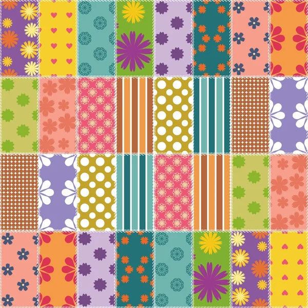 Patchwork background with different patterns — Stock Vector