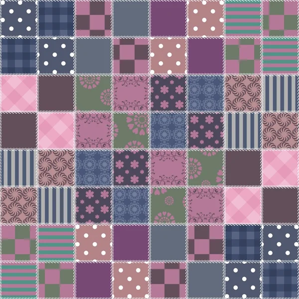 Patchwork fond avec différents modèles — Image vectorielle