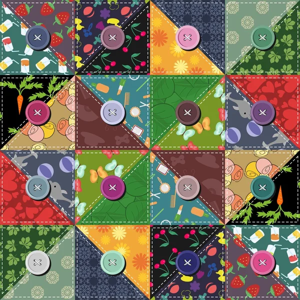 Fondo patchwork con diferentes patrones — Vector de stock