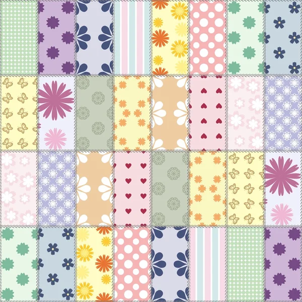 Patchwork background with different patterns — Stock Vector