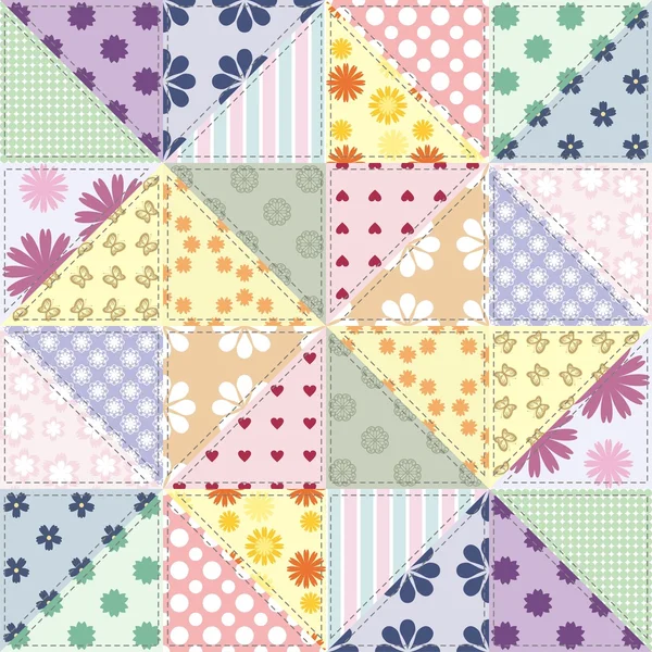 Patchwork fond avec différents modèles — Image vectorielle