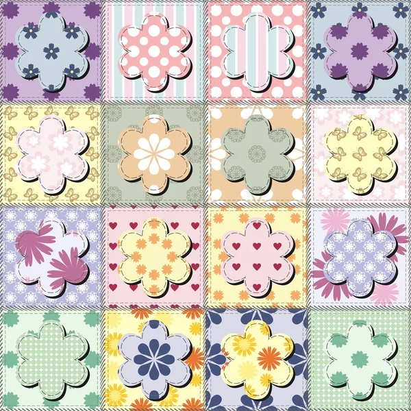 Patchwork achtergrond met verschillende patronen — Stockvector