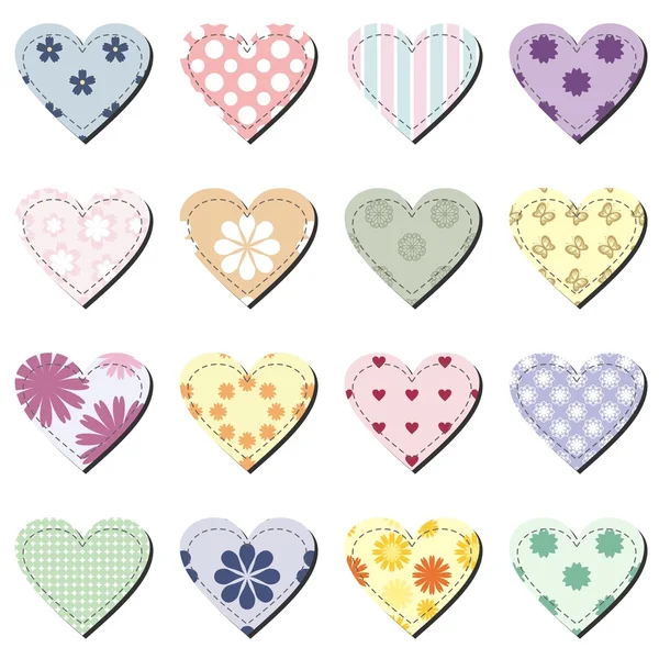 Scrapbook hearts on white background — Stock Vector