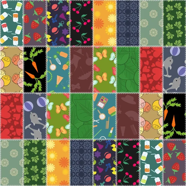 Patchwork fond avec différents modèles — Image vectorielle