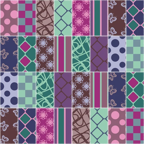 Patchwork background with different patterns — Stock Vector