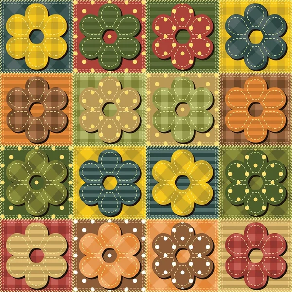 Patchwork fundo com flores — Vetor de Stock