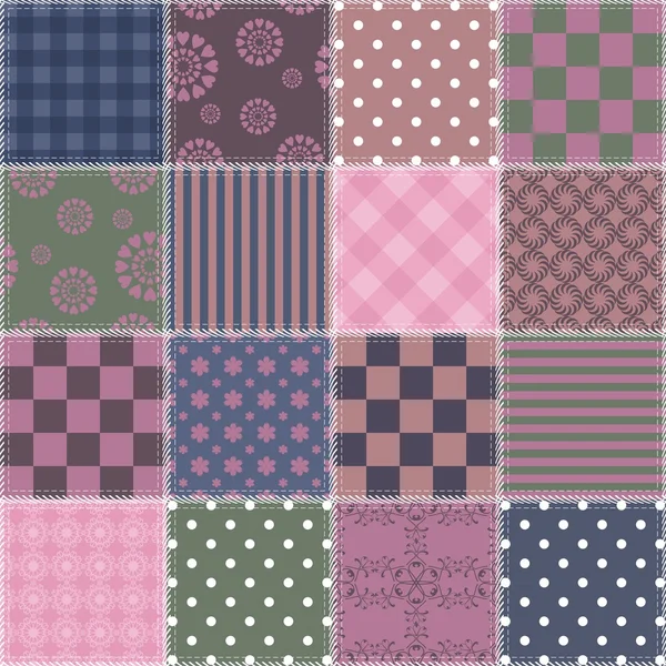 Patchwork fond avec différents modèles — Image vectorielle